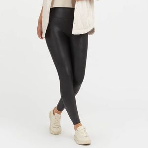 New SPANX Black Faux Leather Leggings XS Petite